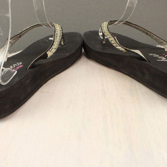 Skechers Foam Rhinestone Flip Flops Womens 8 Black Casual Sandals - Picture 8 of 11